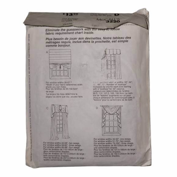 McCall's Home Dec Sewing Pattern 3220 Curtains - Picture 2 of 4